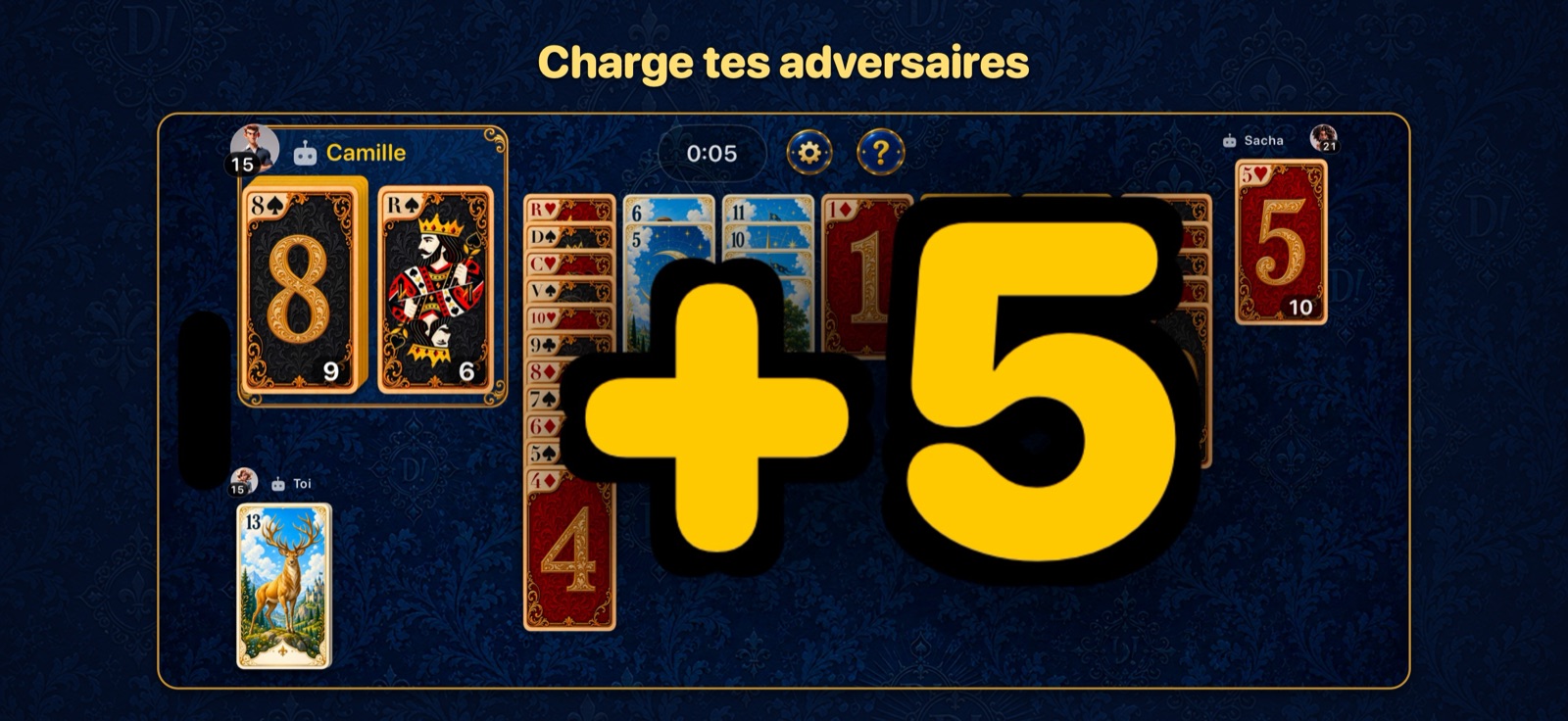 Une série entière finit sur la défausse d'un adversaire : +5