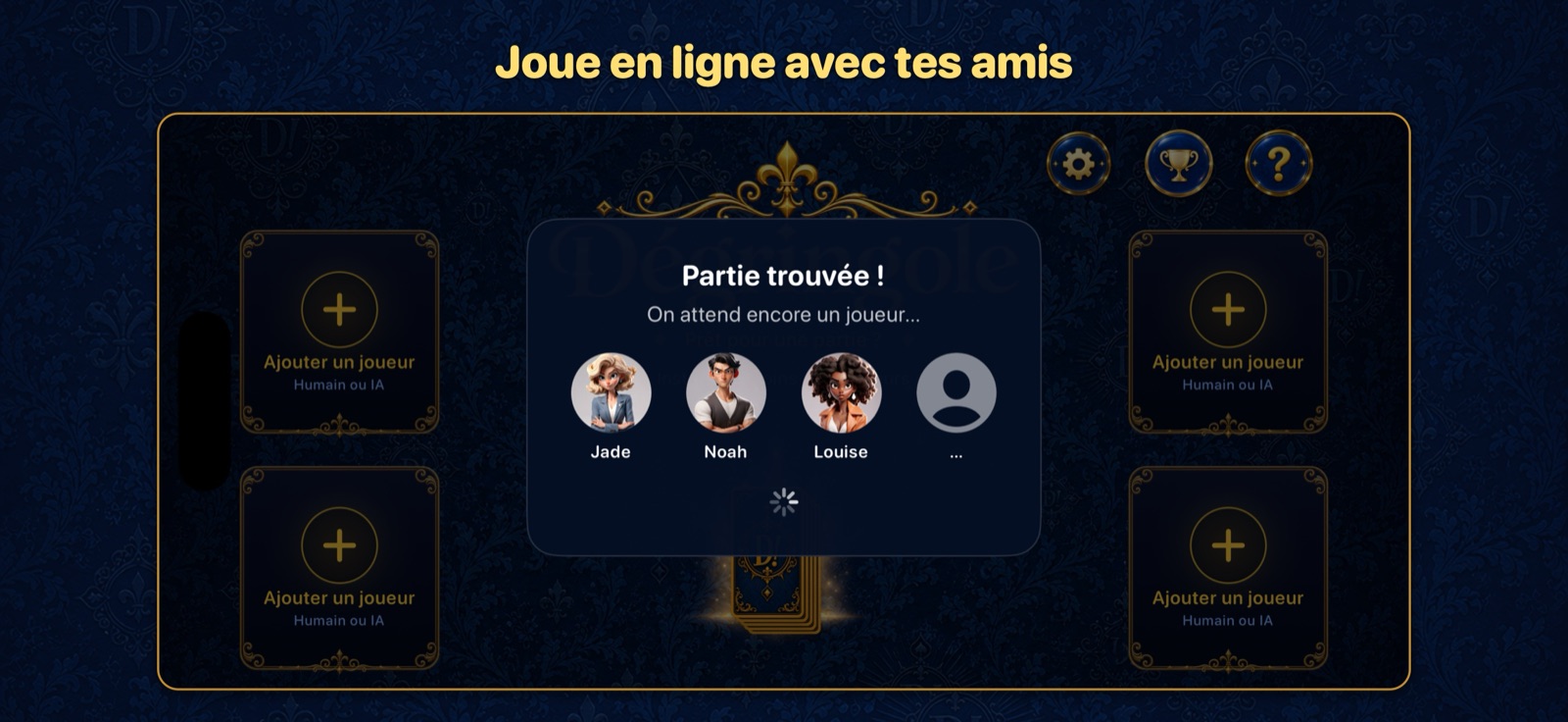 Partie en ligne : une partie est trouvée, on attend encore un joueur