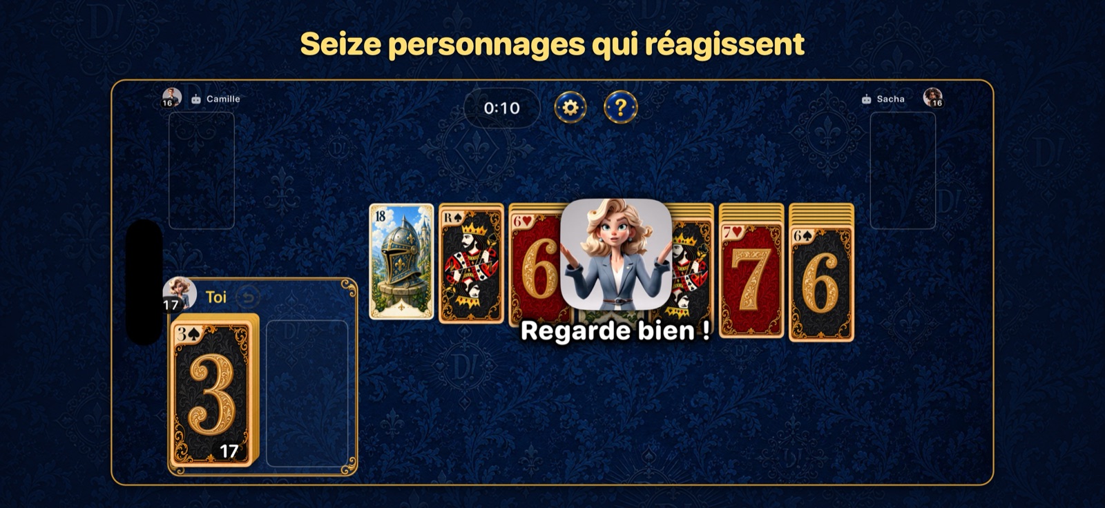 Un personnage envoie une réaction en pleine partie