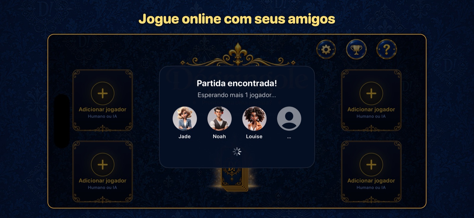 Partida online: partida encontrada, falta ainda um jogador
