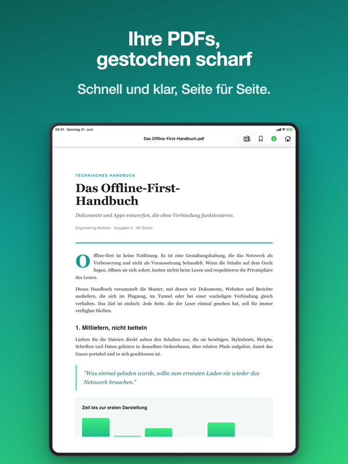 Pagira zeigt ein PDF-Dokument auf dem iPad
