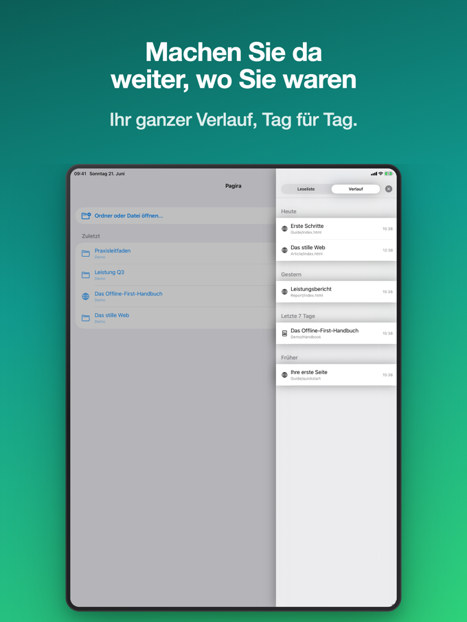 Von überall öffnen, dort weitermachen, wo Sie aufgehört haben