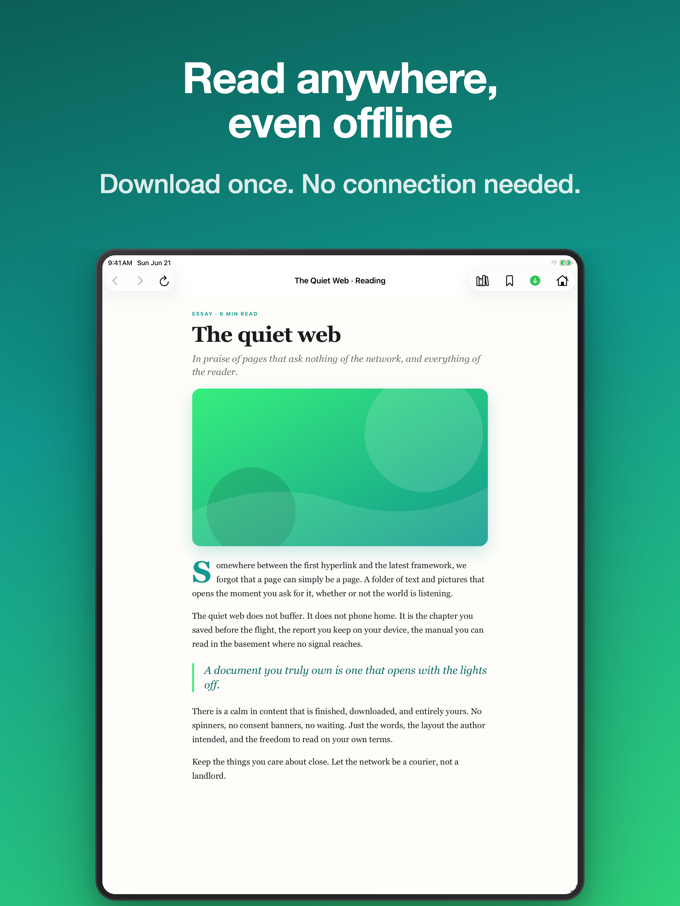 Pagira showing offline download of a local website on iPad