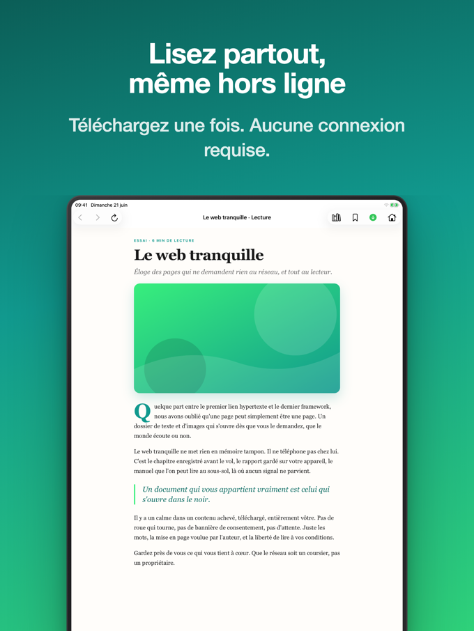 Pagira affichant le téléchargement hors-ligne d'un site local sur iPad
