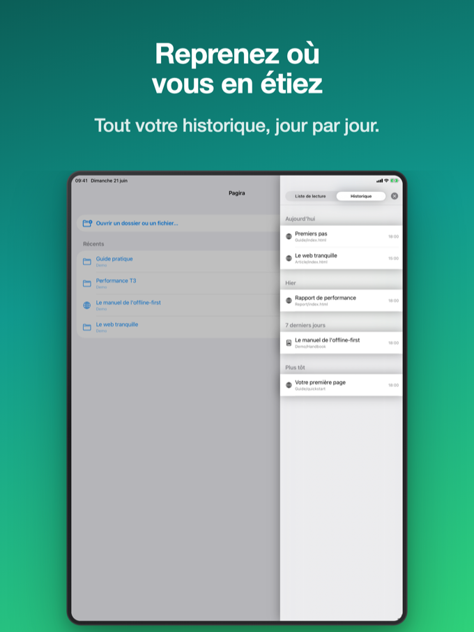 Ouvrez depuis n'importe où, reprenez où vous en étiez