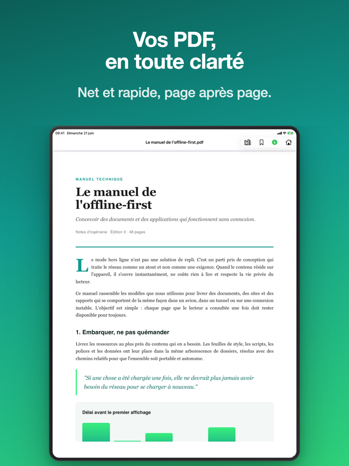 Pagira affichant un document PDF sur iPad