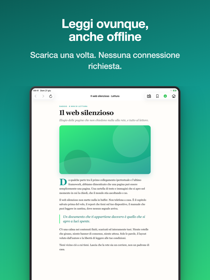 Pagira che mostra il download offline di un sito locale su iPad