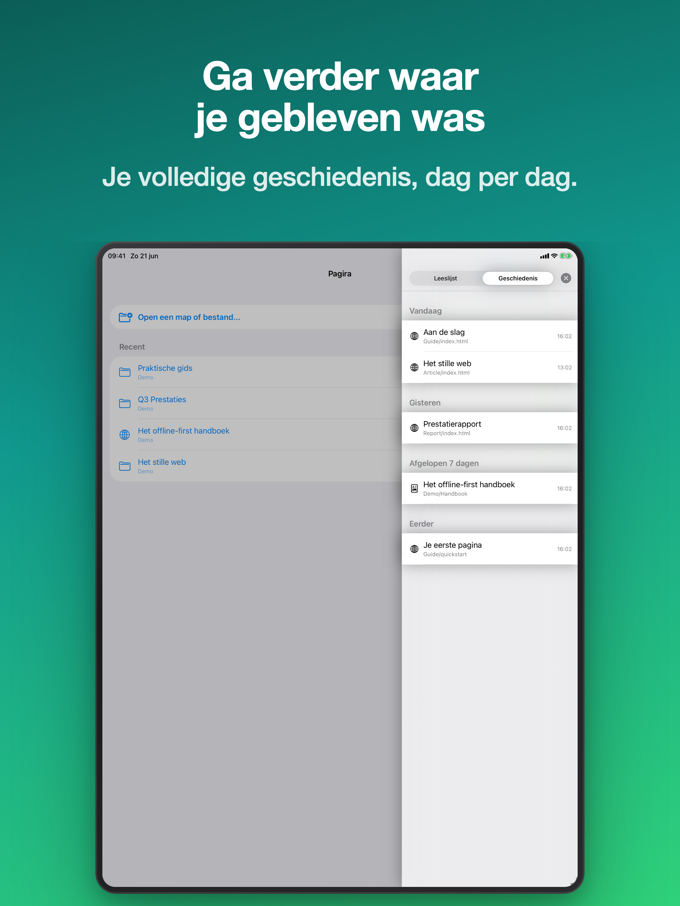 Open vanaf overal, ga verder waar je was gebleven