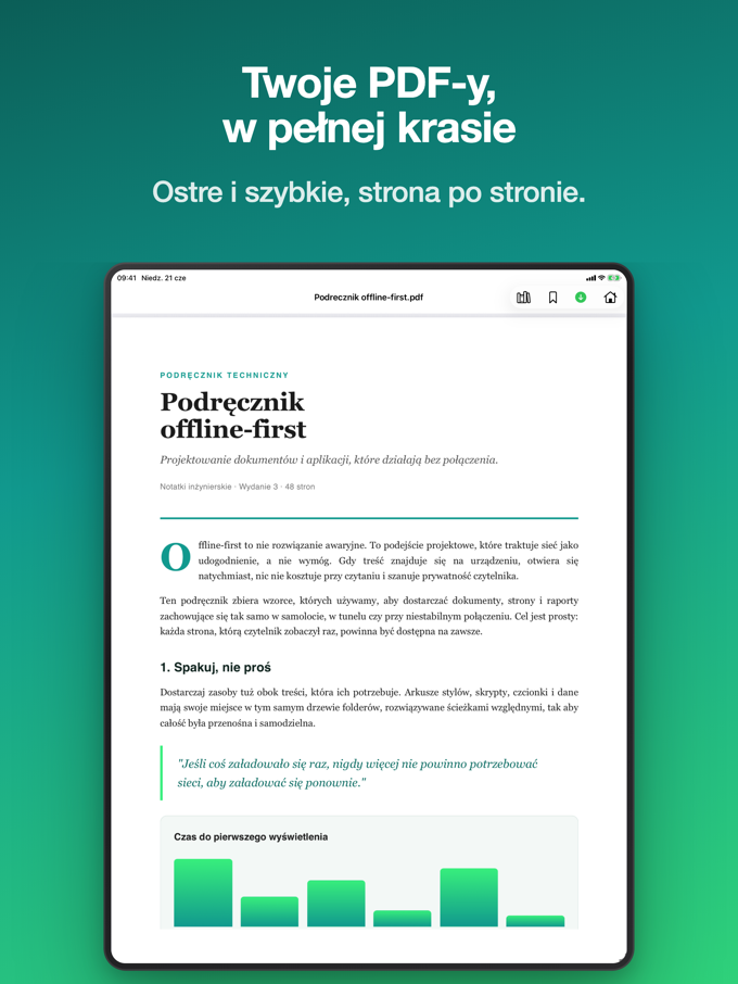 Pagira pokazująca dokument PDF na iPadzie