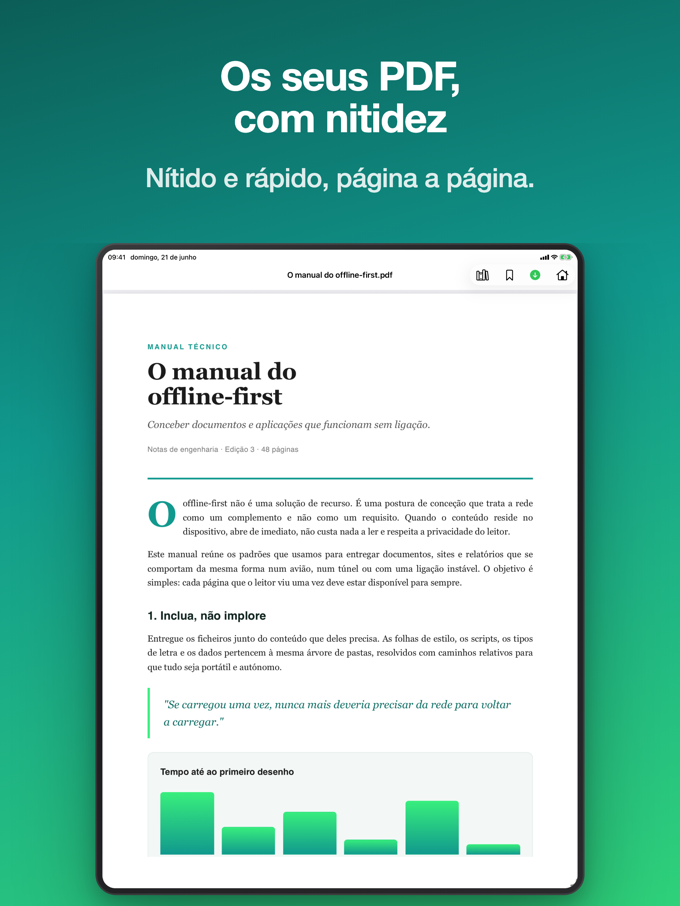 Pagira a mostrar um documento PDF no iPad